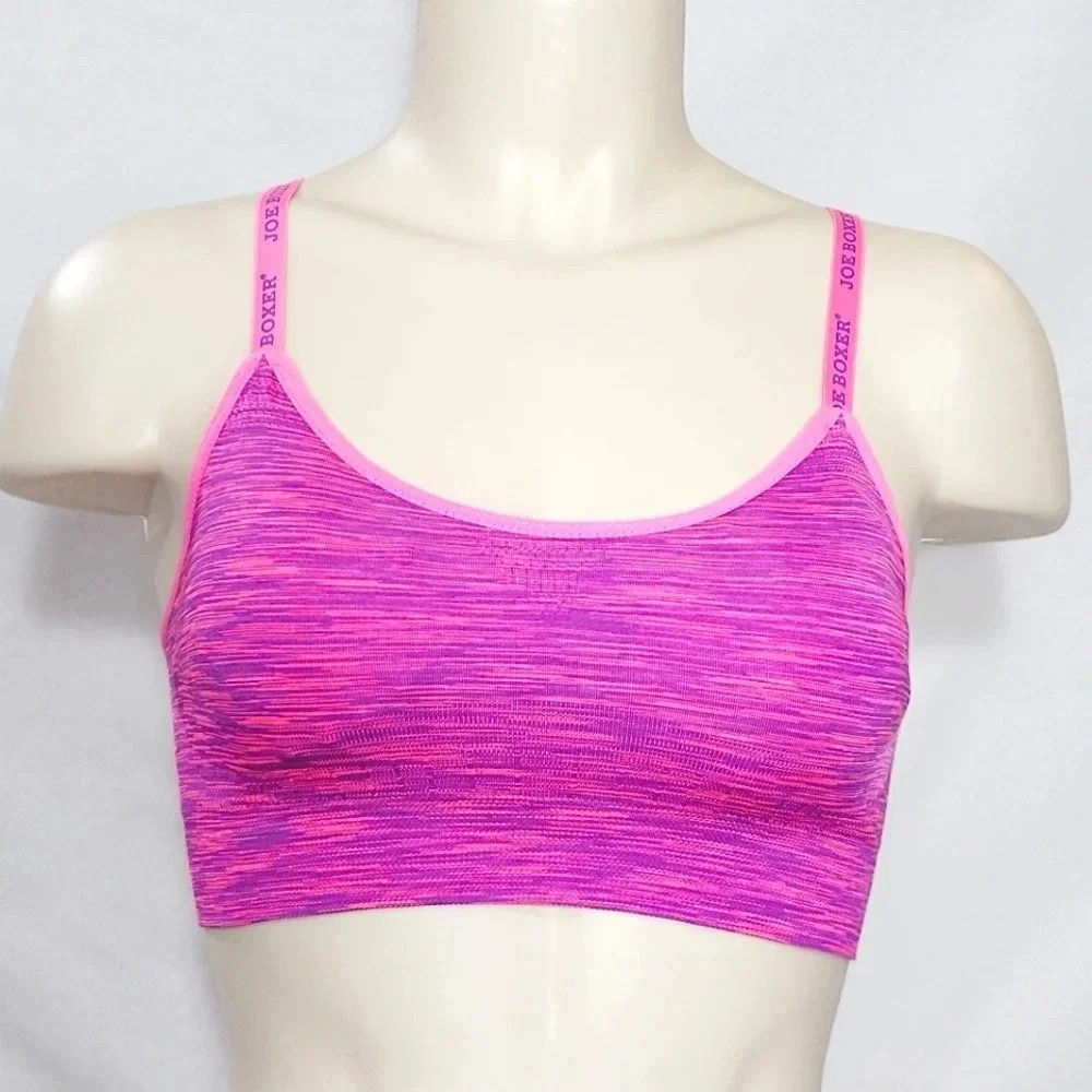 SMALL Joe Boxer Juniors' Seamless Wire Free Sports Bra PINK Space Dyed NWT